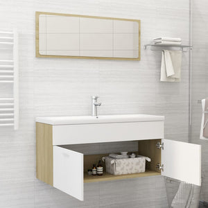 vidaXL 2 Piece Bathroom Furniture Set White and Sonoma Oak Engineered Wood