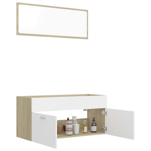 vidaXL 2 Piece Bathroom Furniture Set White and Sonoma Oak Engineered Wood