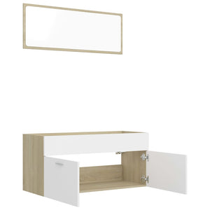 vidaXL 2 Piece Bathroom Furniture Set White and Sonoma Oak Engineered Wood