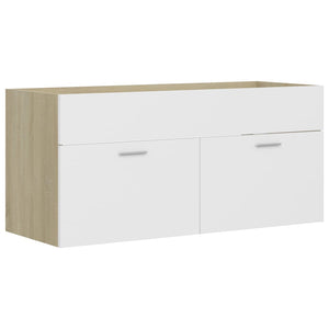 vidaXL 2 Piece Bathroom Furniture Set White and Sonoma Oak Engineered Wood