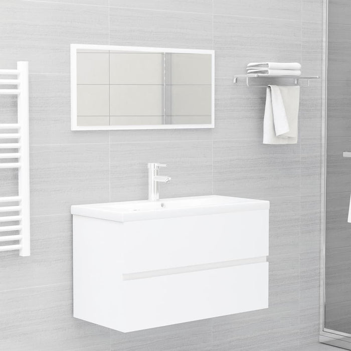 vidaXL 2 Piece Bathroom Furniture Set White Engineered Wood