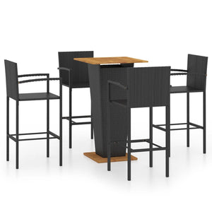 vidaXL 5 Piece Garden Bar Set Black