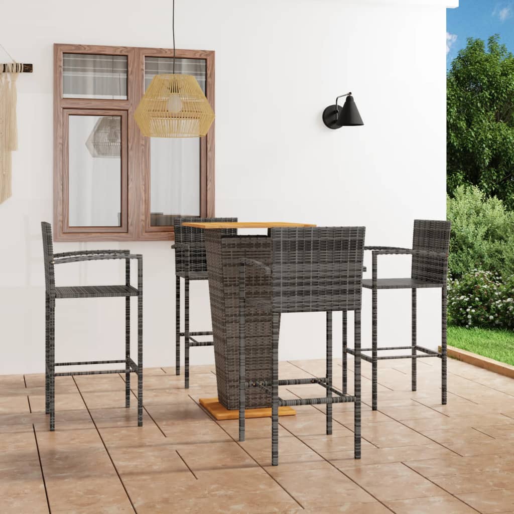 vidaXL 5 Piece Garden Bar Set Grey