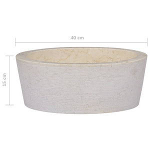 vidaXL Sink Cream Ø40x15 cm Marble