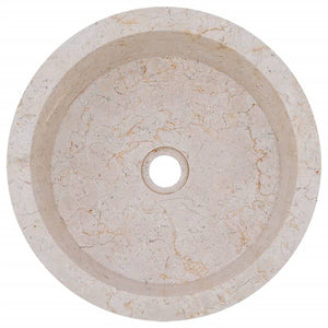 vidaXL Sink Cream Ø40x15 cm Marble