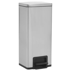 vidaXL Dustbin with Pedal Anti-fingerprint 30L Silver Stainless Steel