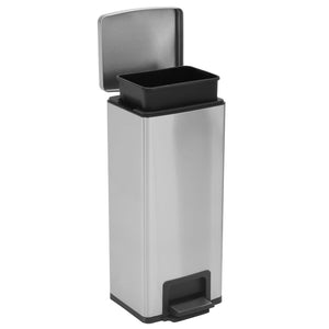 vidaXL Dustbin with Pedal Anti-fingerprint 30L Silver Stainless Steel