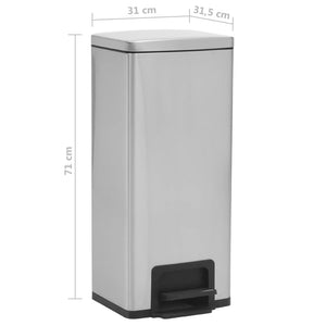 vidaXL Dustbin with Pedal Anti-fingerprint 30L Silver Stainless Steel