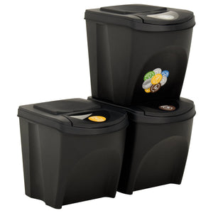 vidaXL Stackable Dustbins 3 pcs Anthracite 75 L