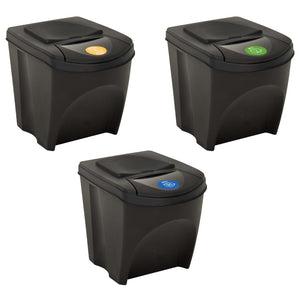 vidaXL Stackable Dustbins 3 pcs Anthracite 75 L