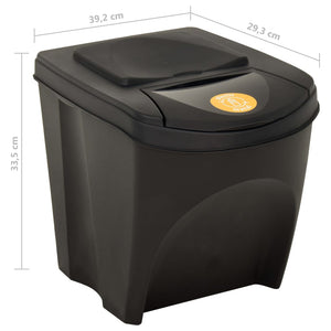 vidaXL Stackable Dustbins 3 pcs Anthracite 75 L