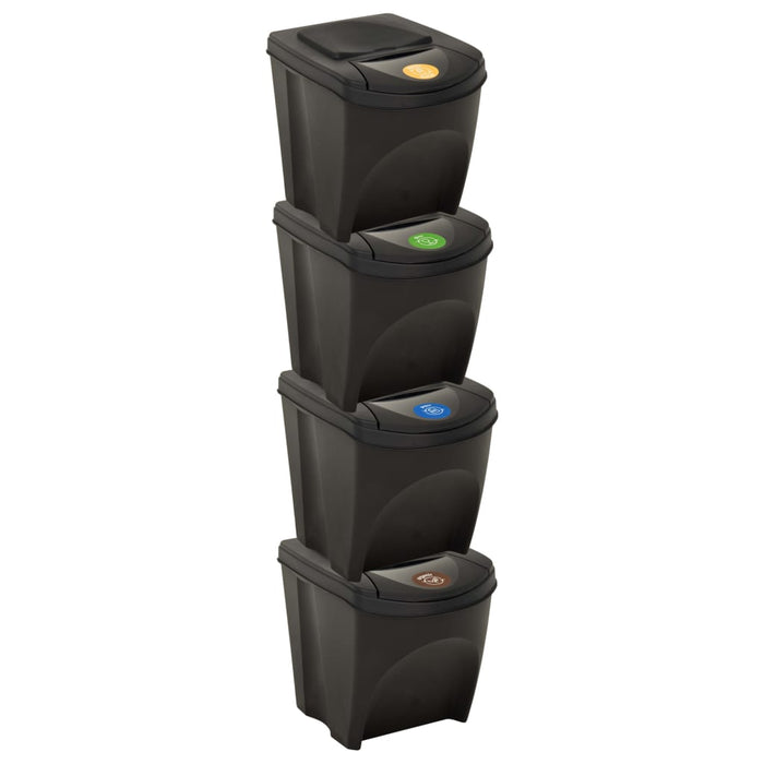 vidaXL Stackable Dustbins 4 pcs Anthracite 100 L