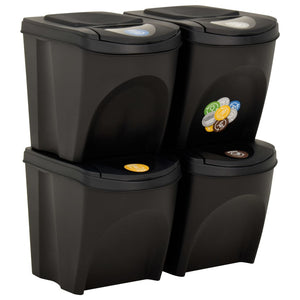 vidaXL Stackable Dustbins 4 pcs Anthracite 100 L