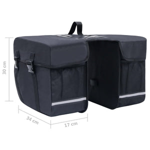 vidaXL Double Bicycle Bag for Pannier Rack Waterproof 35 L Black