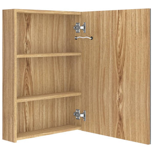 vidaXL LED Bathroom Mirror Cabinet Oak 50x13x70 cm