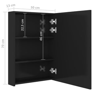 vidaXL LED Bathroom Mirror Cabinet Shining Black 50x13x70 cm