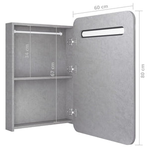 vidaXL LED Bathroom Mirror Cabinet Concrete Grey 60x11x80 cm