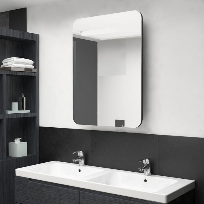 vidaXL LED Bathroom Mirror Cabinet Black 60x11x80 cm