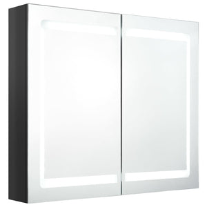 vidaXL LED Bathroom Mirror Cabinet Shining Black 80x12x68 cm