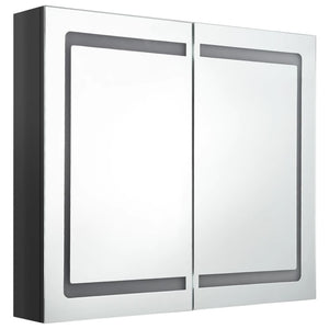 vidaXL LED Bathroom Mirror Cabinet Shining Black 80x12x68 cm