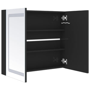 vidaXL LED Bathroom Mirror Cabinet Shining Black 80x12x68 cm