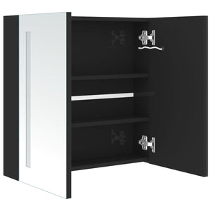 vidaXL LED Bathroom Mirror Cabinet Shining Black 62x14x60 cm