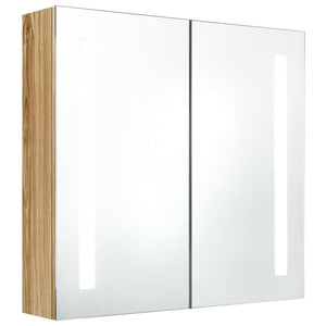 vidaXL LED Bathroom Mirror Cabinet Oak 62x14x60 cm