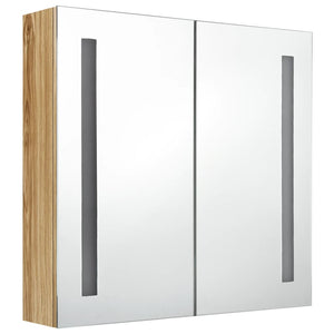 vidaXL LED Bathroom Mirror Cabinet Oak 62x14x60 cm