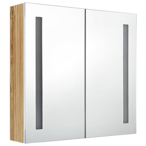 vidaXL LED Bathroom Mirror Cabinet White and Oak 62x14x60 cm