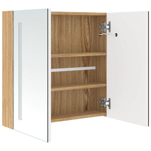 vidaXL LED Bathroom Mirror Cabinet White and Oak 62x14x60 cm