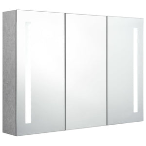 vidaXL LED Bathroom Mirror Cabinet Concrete Grey 89x14x62 cm