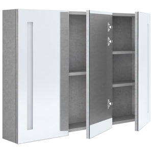 vidaXL LED Bathroom Mirror Cabinet Concrete Grey 89x14x62 cm