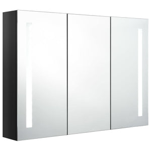 vidaXL LED Bathroom Mirror Cabinet 89x14x62 cm Shining Black