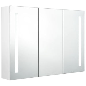 vidaXL LED Bathroom Mirror Cabinet 89x14x62 cm Shining White