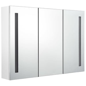 vidaXL LED Bathroom Mirror Cabinet 89x14x62 cm Shining White