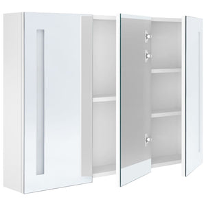 vidaXL LED Bathroom Mirror Cabinet 89x14x62 cm Shining White