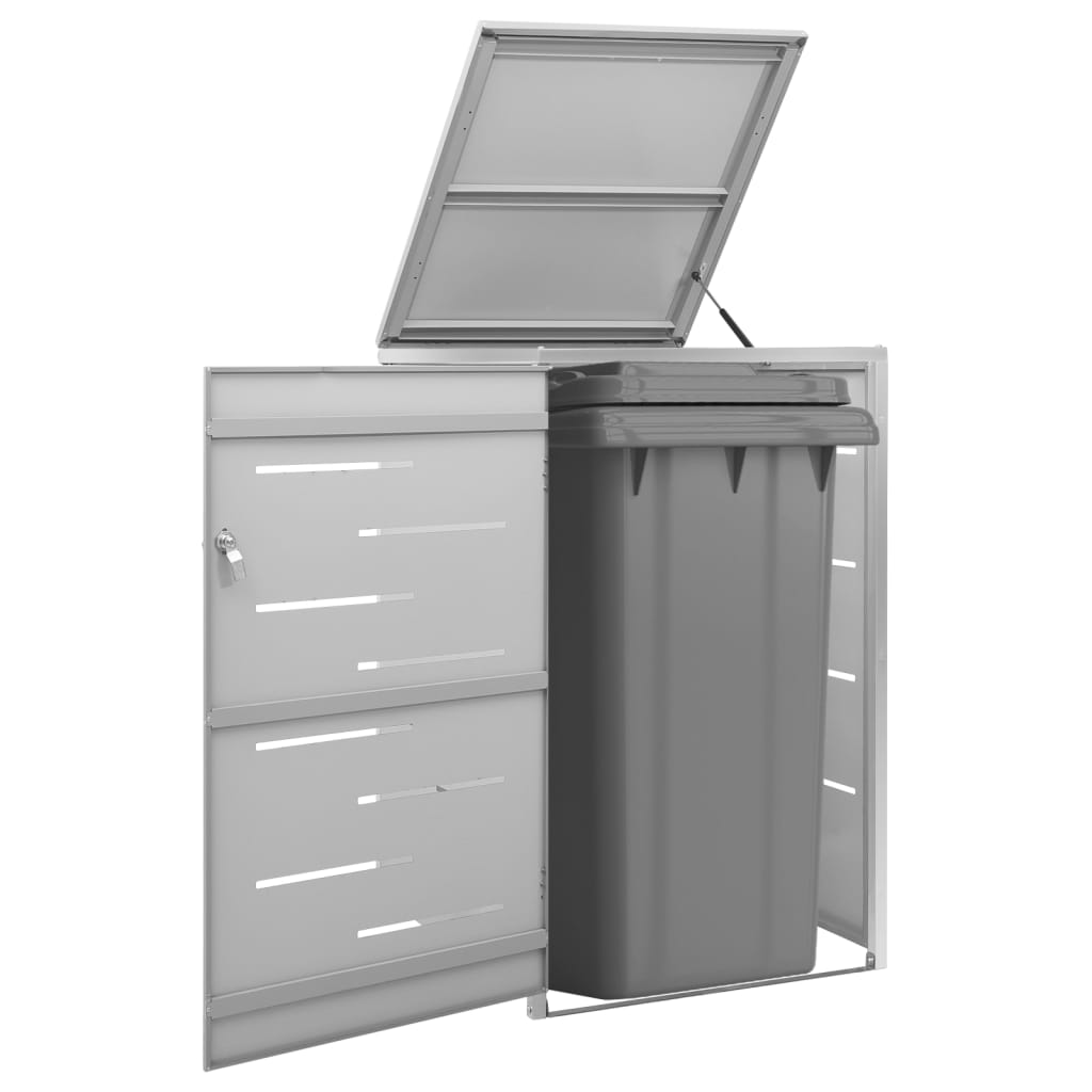 vidaXL Single Wheelie Bin Shed 69x77.5x112.5 cm Stainless Steel