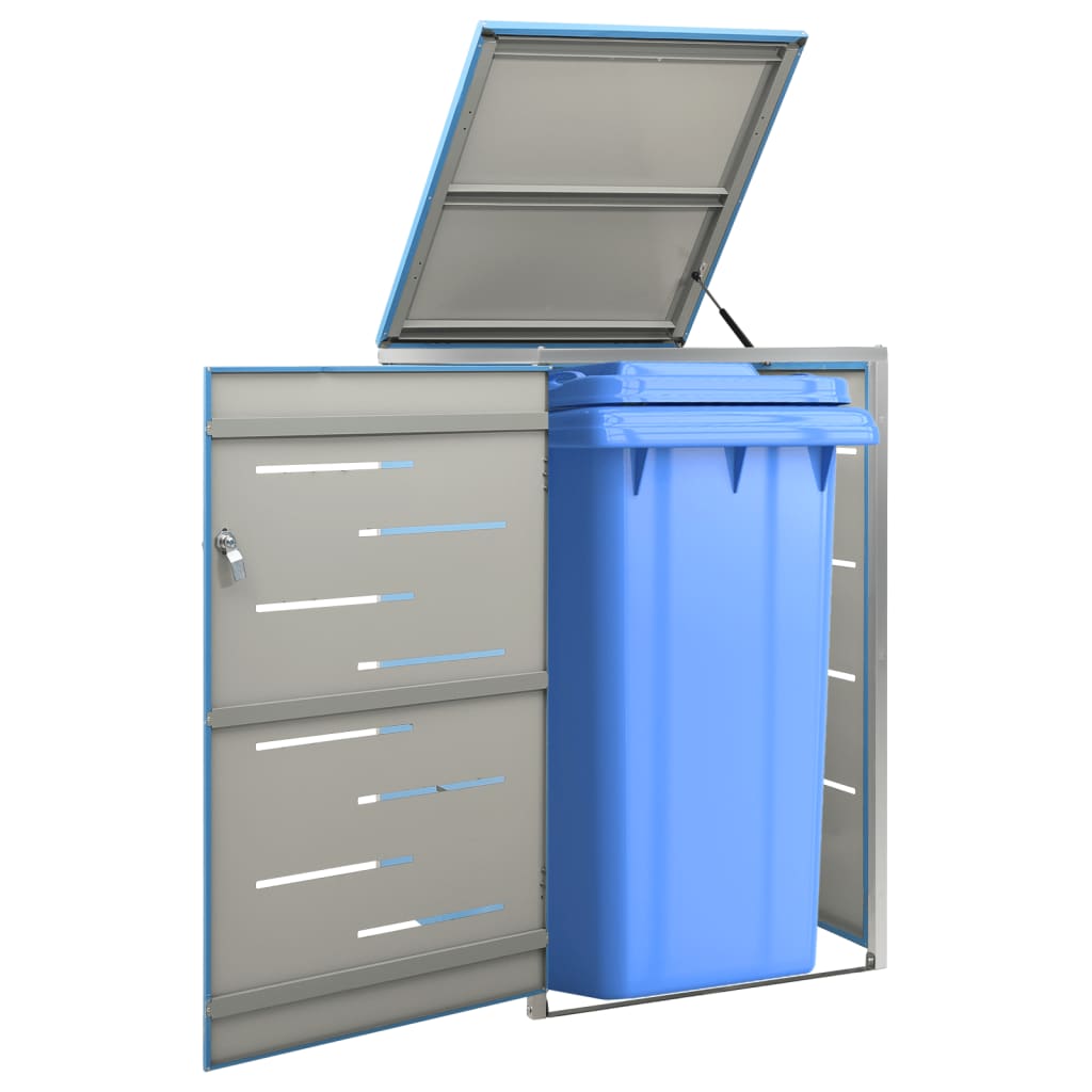 vidaXL Single Wheelie Bin Shed 69x77.5x112.5 cm Stainless Steel