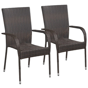 vidaXL 3 Piece Garden Dining Set Brown