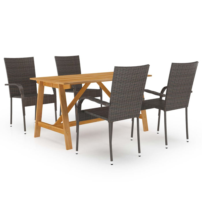 vidaXL 5 Piece Garden Dining Set Brown