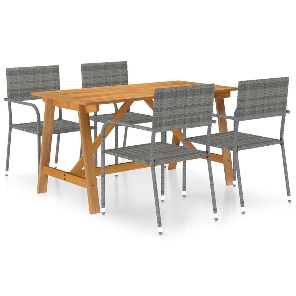 vidaXL 5 Piece Garden Dining Set Grey