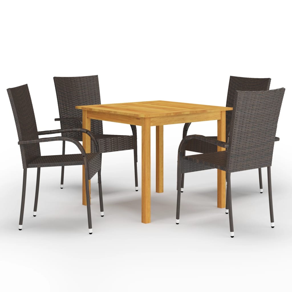 vidaXL 5 Piece Garden Dining Set Brown