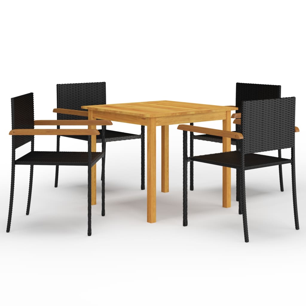 vidaXL 5 Piece Garden Dining Set Black