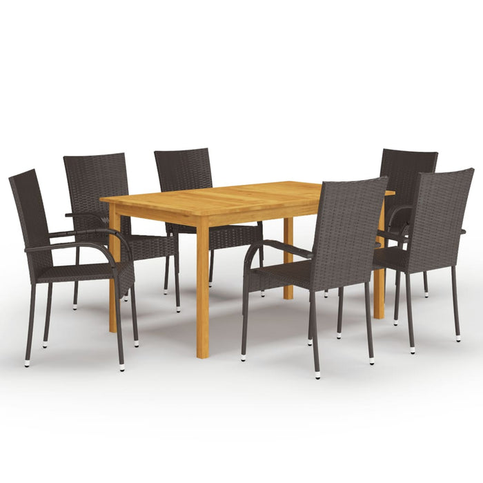 vidaXL 7 Piece Garden Dining Set Brown