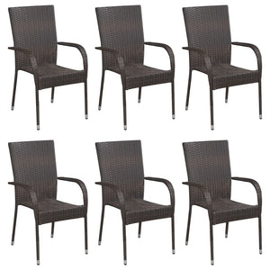 vidaXL 7 Piece Garden Dining Set Brown