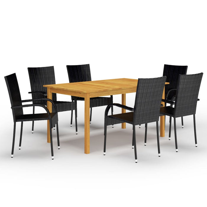 vidaXL 7 Piece Garden Dining Set Black