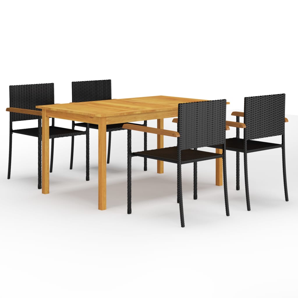 vidaXL 5 Piece Garden Dining Set Black