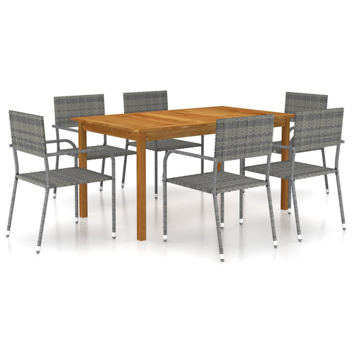 vidaXL 7 Piece Garden Dining Set Grey