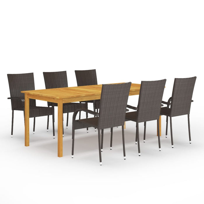 vidaXL 7 Piece Garden Dining Set Brown