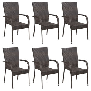 vidaXL 7 Piece Garden Dining Set Brown